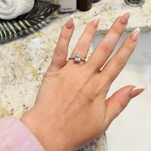 Radiant Cut 2.7ct Moissanite Halo Engagement / Promise Ring *LIKE NEW*